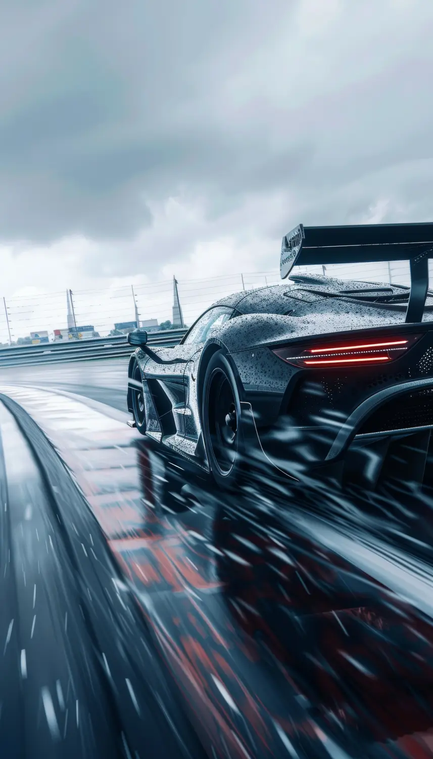 High-Speed-Action-Aufnahme eines Rennwagens